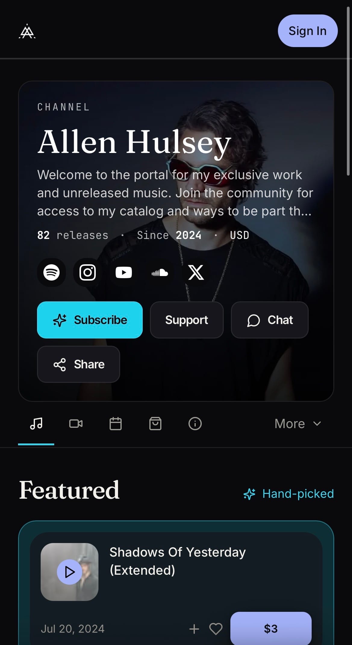 Allen Hulsey mobile channel UI
