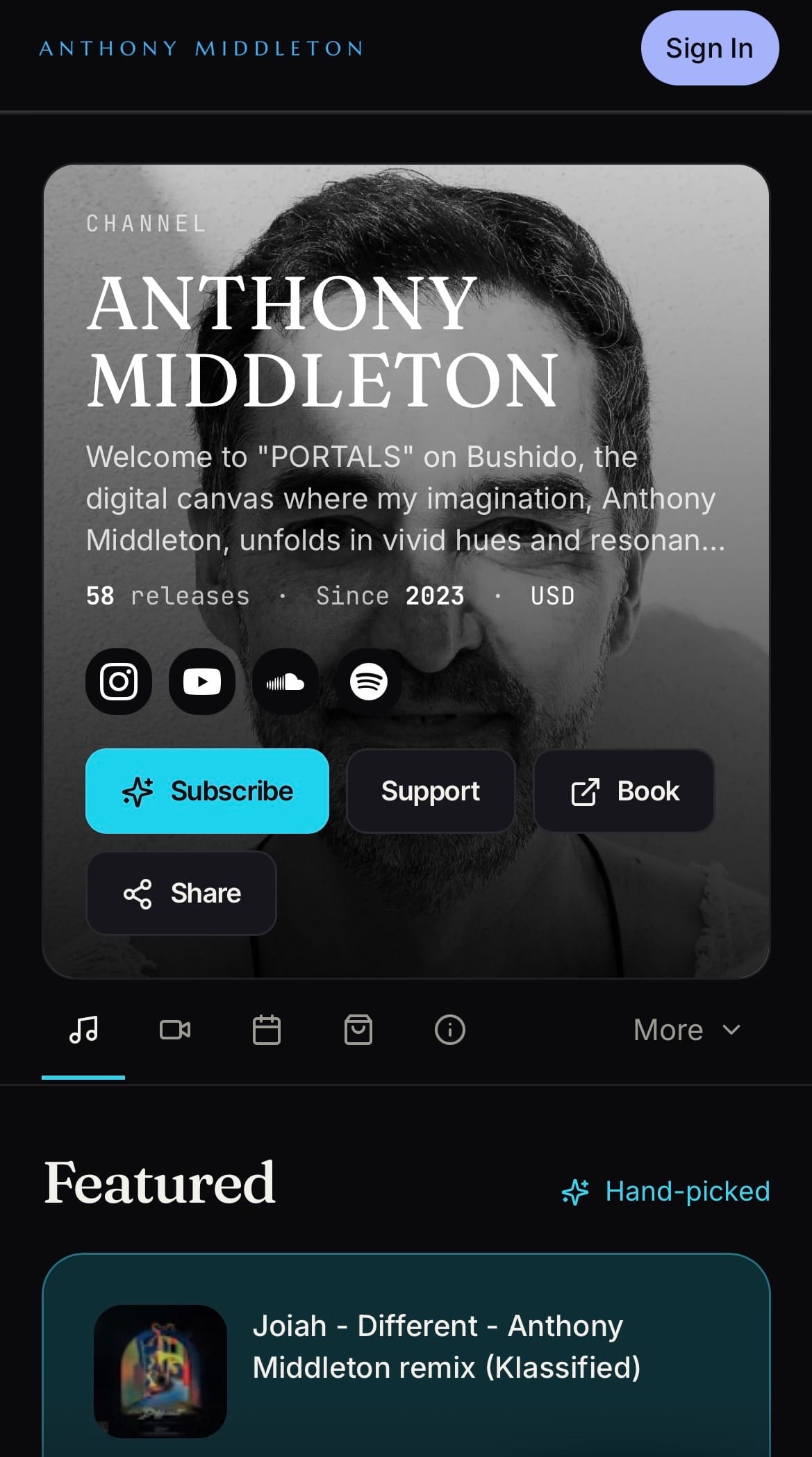 Ant Middleton mobile channel UI